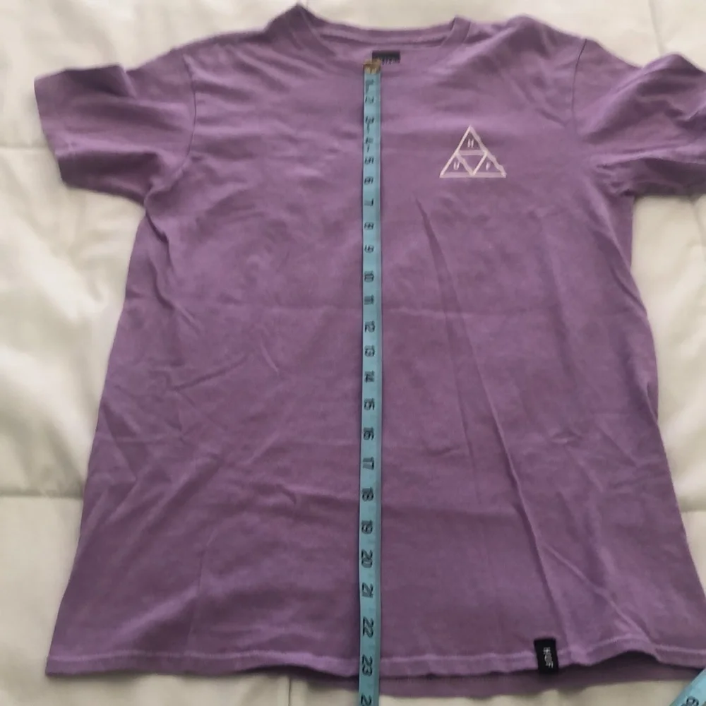 Lavender HUF T-shirt with triangle design on front and back 100% cotton unisex